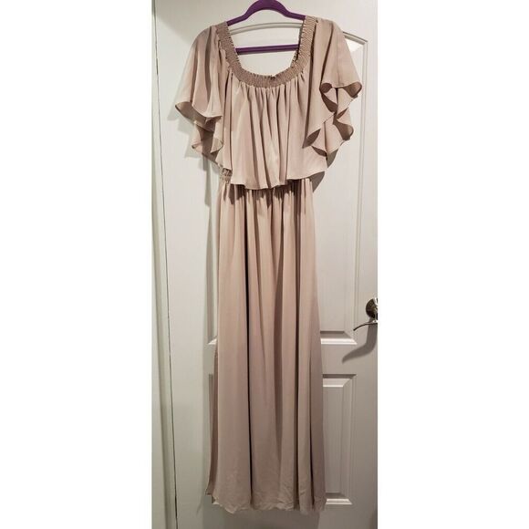 Show Me Your MuMu Hacienda Maxi Dress Sz 1X Show Me The Ring Crisp Off Shoulder - Picture 5 of 8